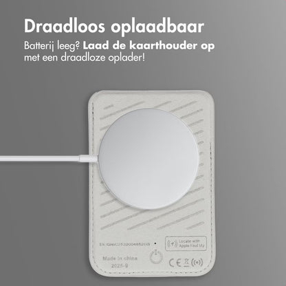 Accezz Magnetische Leren Kaarthouder - Geschikt voor Apple Find My - Light Grey