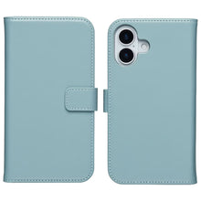 Selencia Echt Leren Bookcase voor de Apple iPhone 17 - Lichtblauw