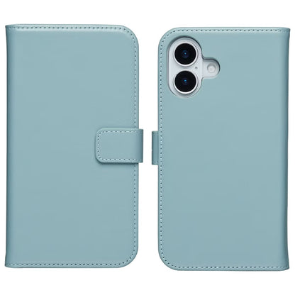 Selencia Echt Leren Bookcase voor de Apple iPhone 17 - Lichtblauw