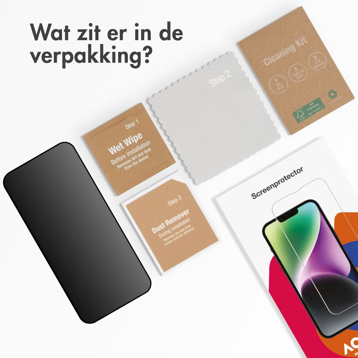 Accezz Gehard Glas Privacy Screenprotector voor de Apple iPhone 14 Pro / 15 / 16