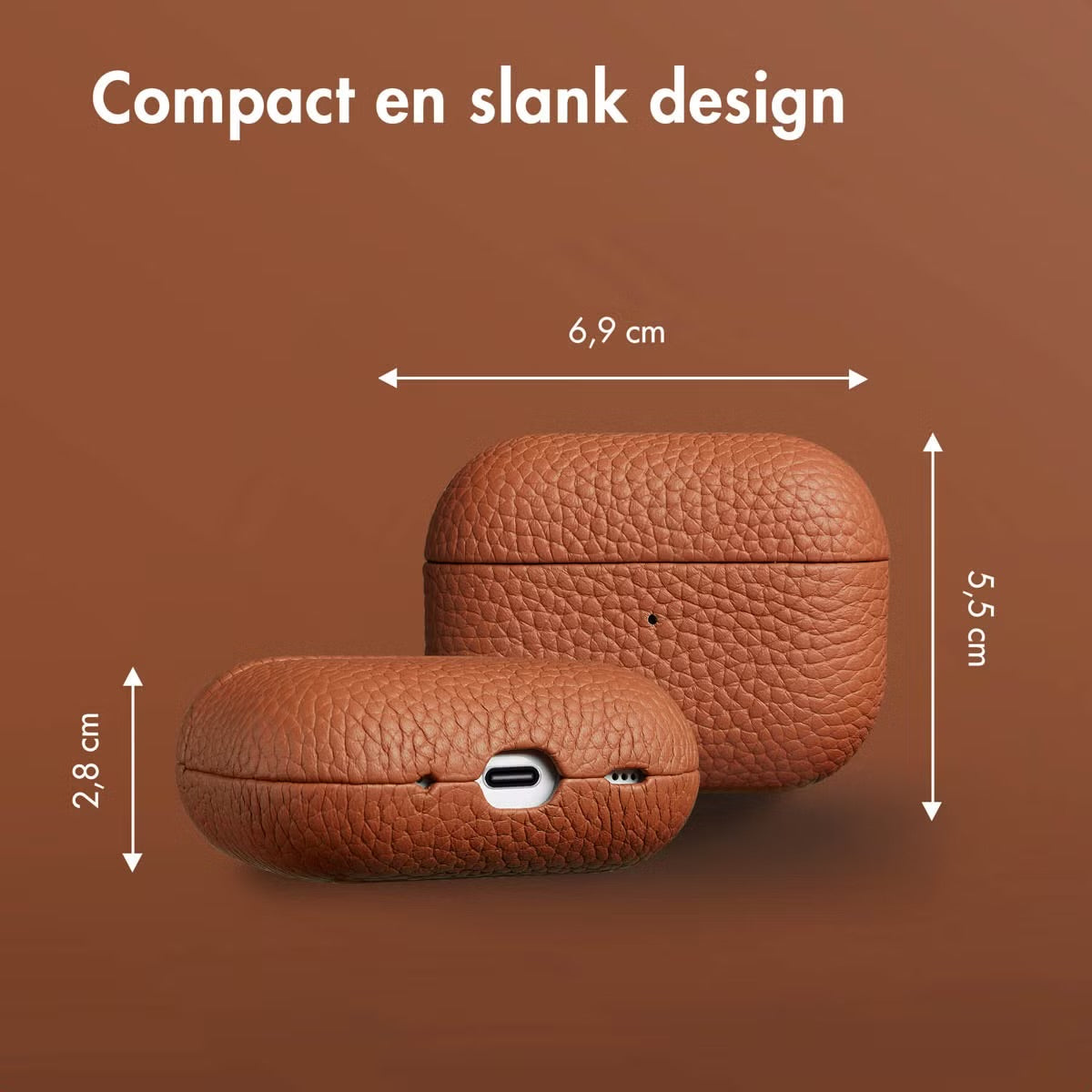 Accezz Echt Leren Case voor de Apple AirPods Pro 2 - Cognac