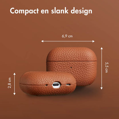 Accezz Echt Leren Case voor de Apple AirPods Pro 2 - Cognac