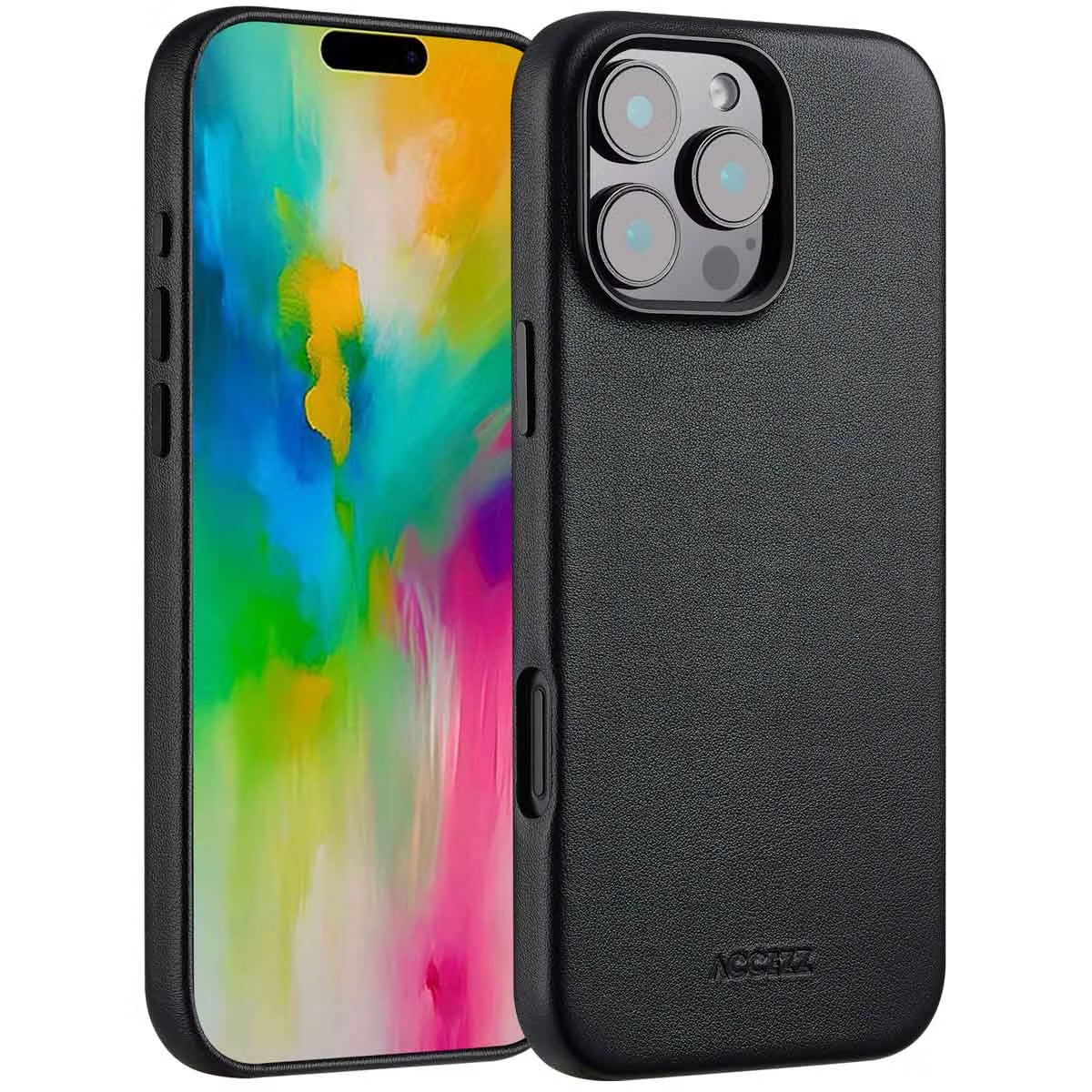 Accezz MagSafe Leather Backcover voor de Apple iPhone 16 Pro Max - Onyx Black
