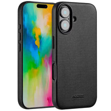Accezz MagSafe Leather Backcover voor de Apple iPhone 16 - Onyx Black