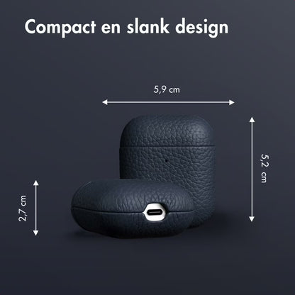 Accezz Echt Leren Case voor de Apple AirPods 1 / 2 - Donkerblauw