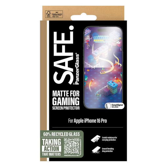 SAFE by PanzerGlass Gaming Screenprotector Ultra Wide Fit met applicator voor de Apple iPhone 16 Pro