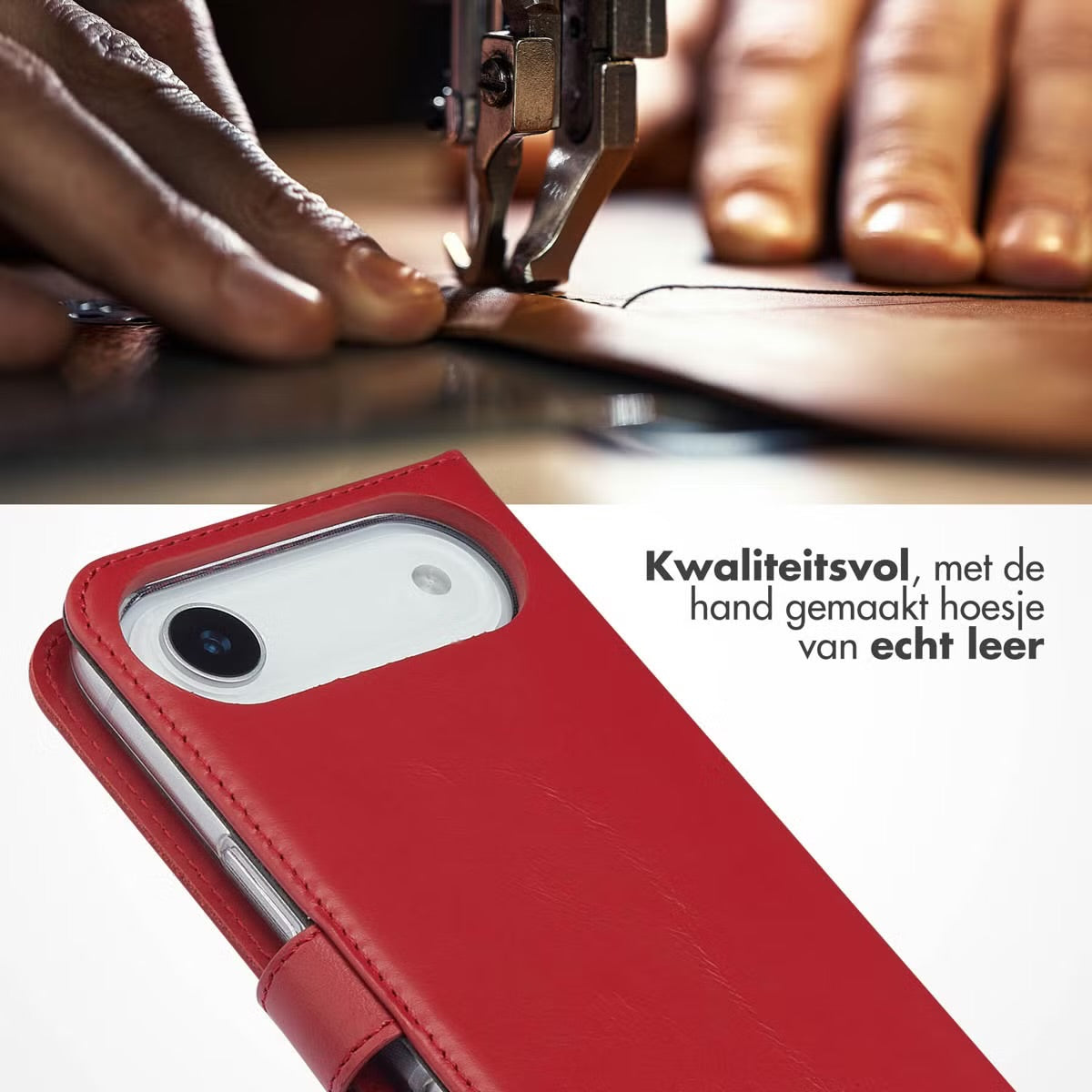 Selencia Echt Leren Bookcase voor de Apple iPhone Air - Rood