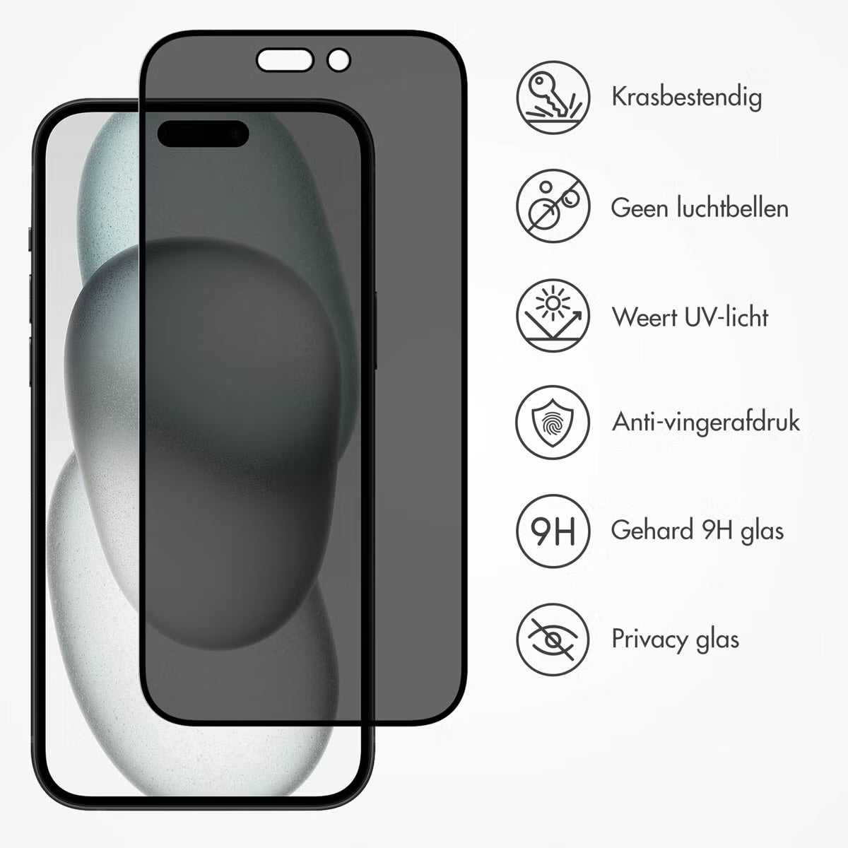 Accezz Gehard Glas Privacy Screenprotector voor de Apple iPhone 14 Pro / 15 / 16