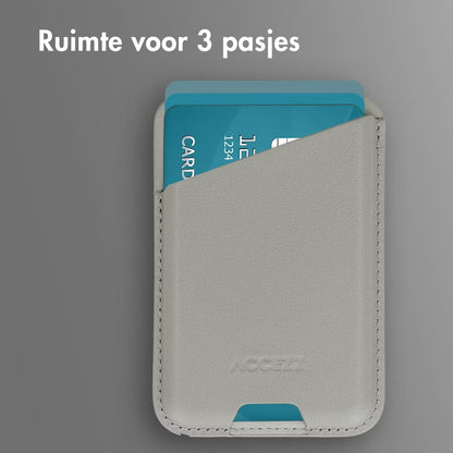 Accezz Magnetische Leren Kaarthouder - Geschikt voor Apple Find My - Light Grey