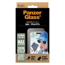 PanzerGlass Screenprotector Aluminium Frame Ultra Wide Fit met applicator voor de Apple iPhone 16 Pro
