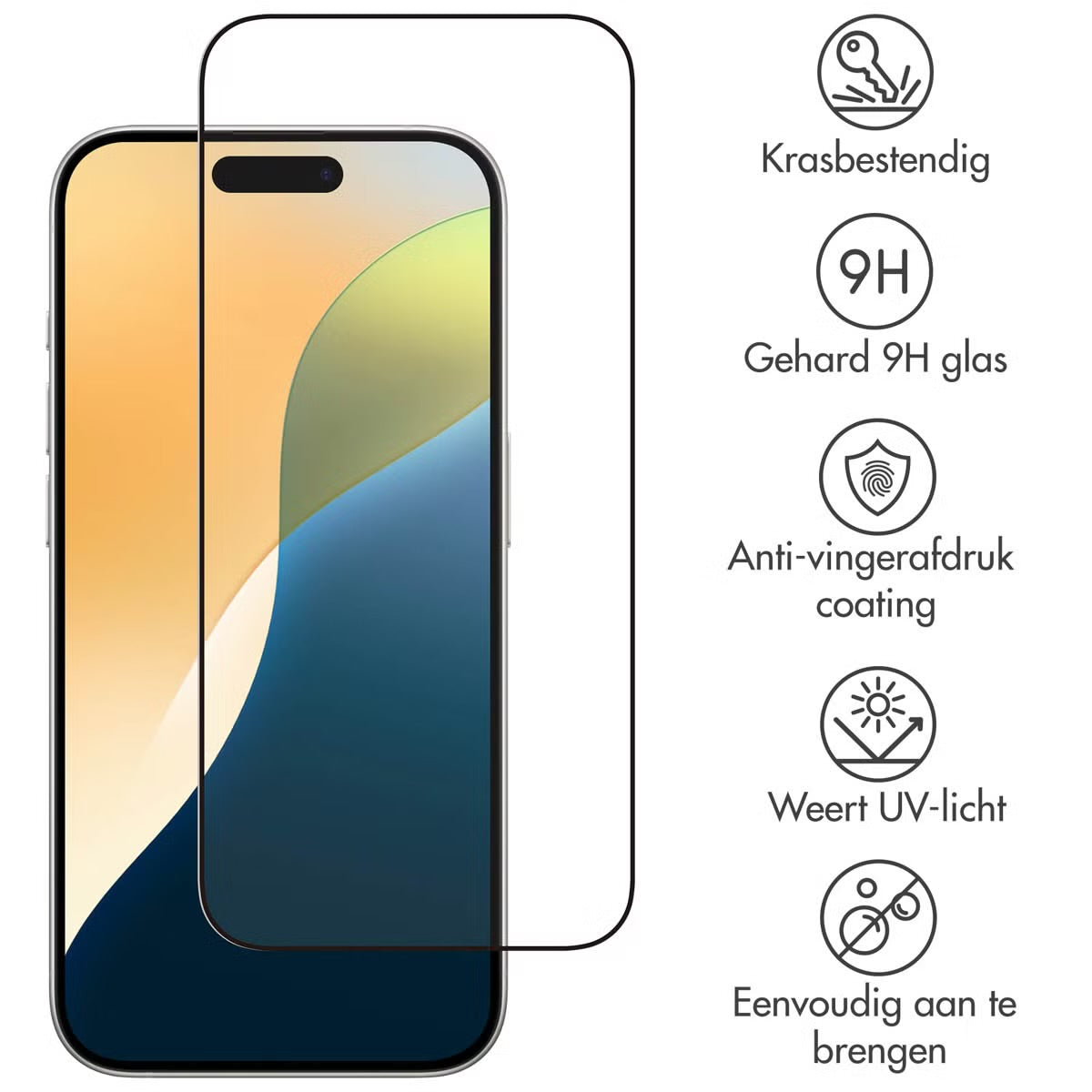 Accezz Gehard Glas Full Cover Screenprotector voor de Apple iPhone 16 Pro