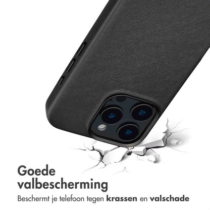 Accezz MagSafe Leather Backcover voor de Apple iPhone 16 Pro Max - Onyx Black