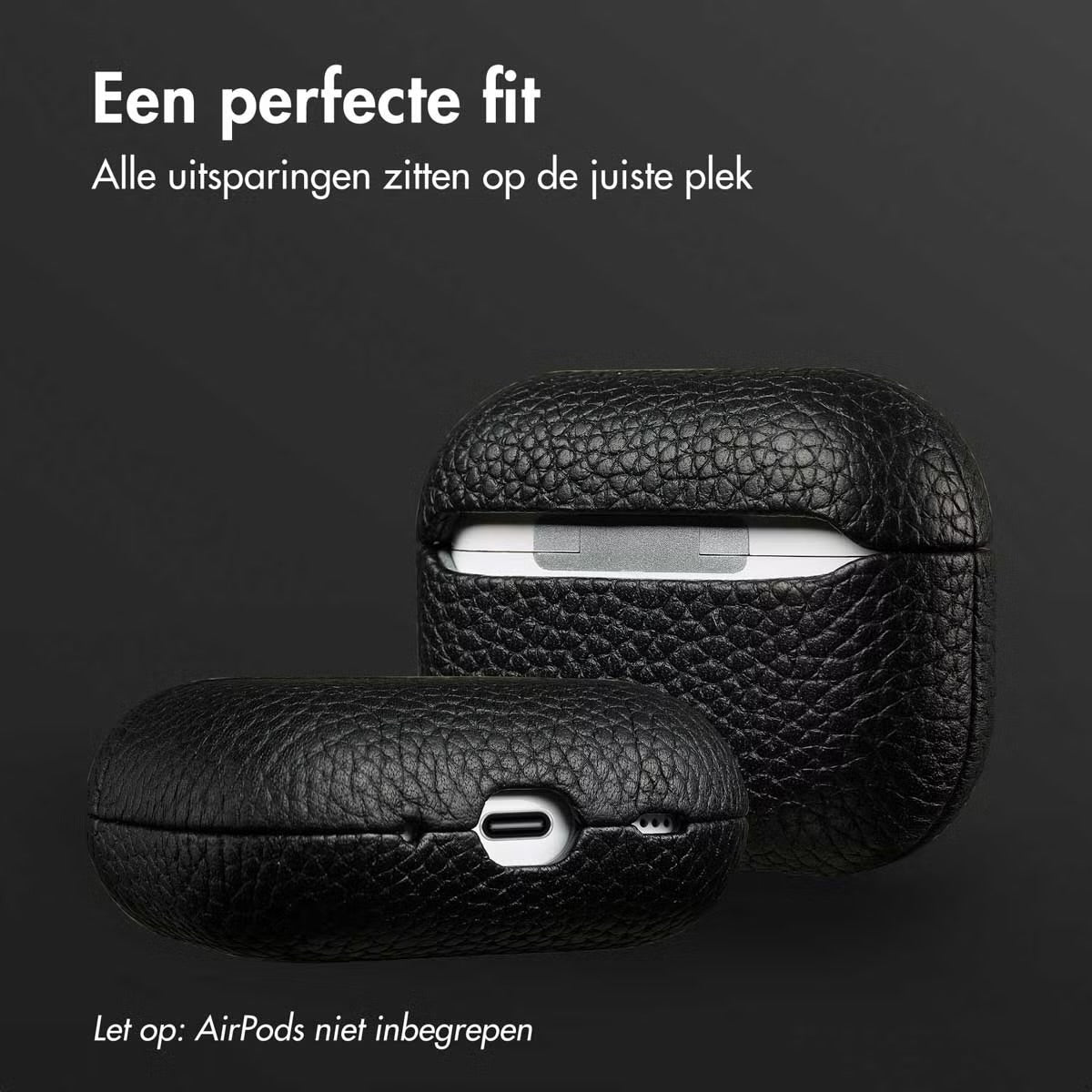 Accezz Echt Leren Case voor de Apple AirPods Pro 2 - Zwart