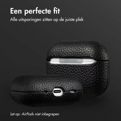 Accezz Echt Leren Case voor de Apple AirPods Pro 2 - Zwart