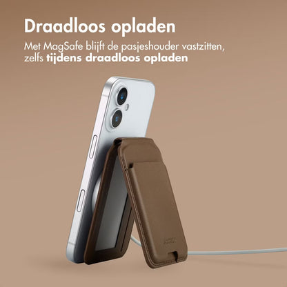 Accezz Leren Wallet met standaard voor MagSafe - Coffee Brown