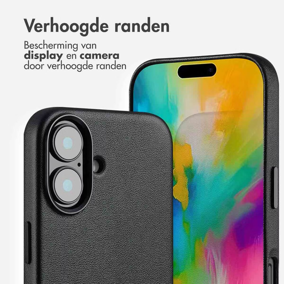 Accezz MagSafe Leather Backcover voor de Apple iPhone 16 - Onyx Black