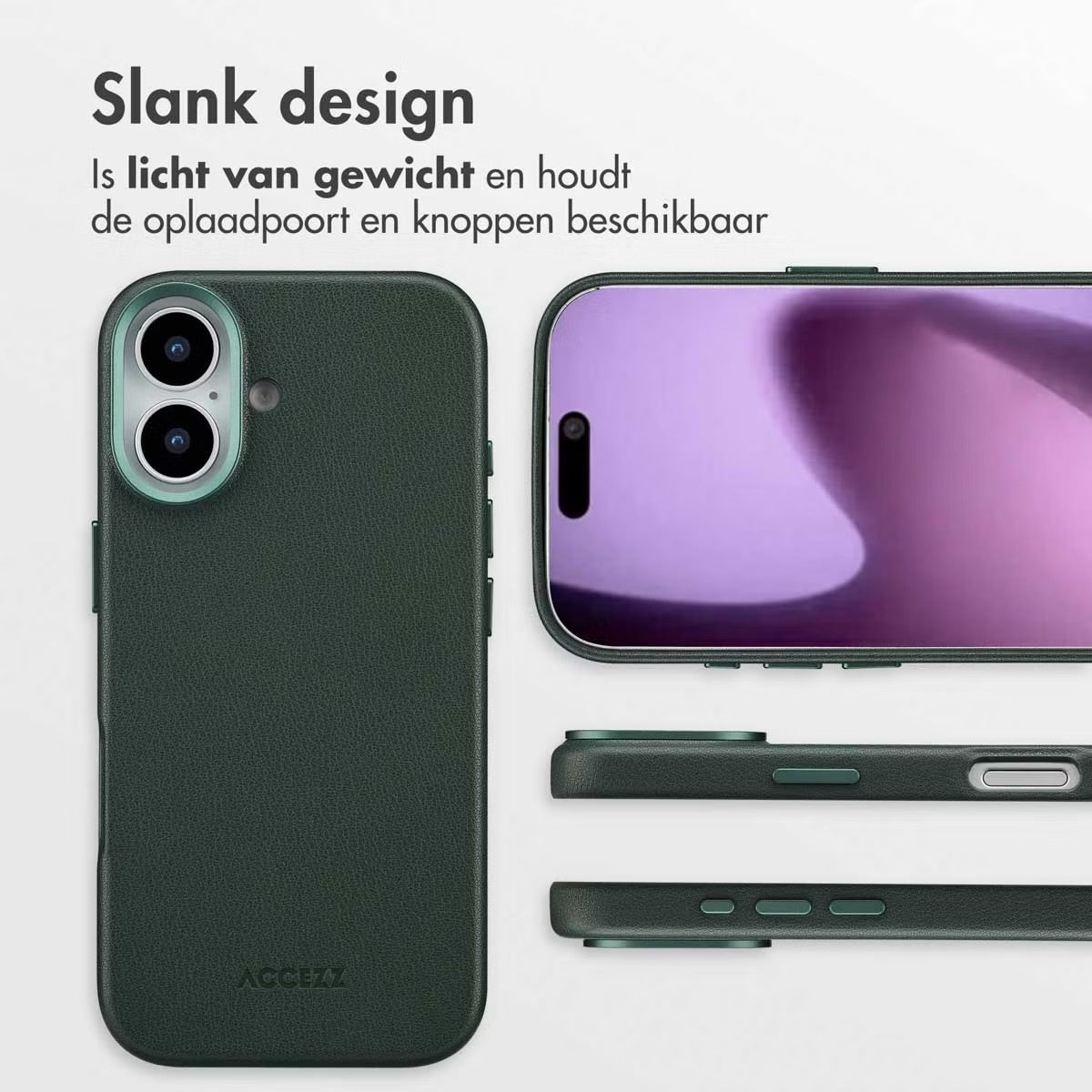 Accezz MagSafe Leather Backcover voor de Apple iPhone 17 - Cedar Green