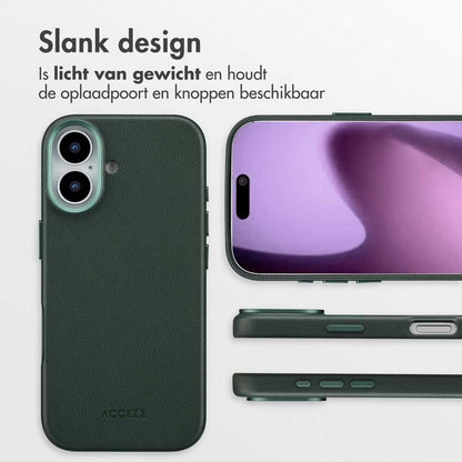 Accezz MagSafe Leather Backcover voor de Apple iPhone 17 - Cedar Green