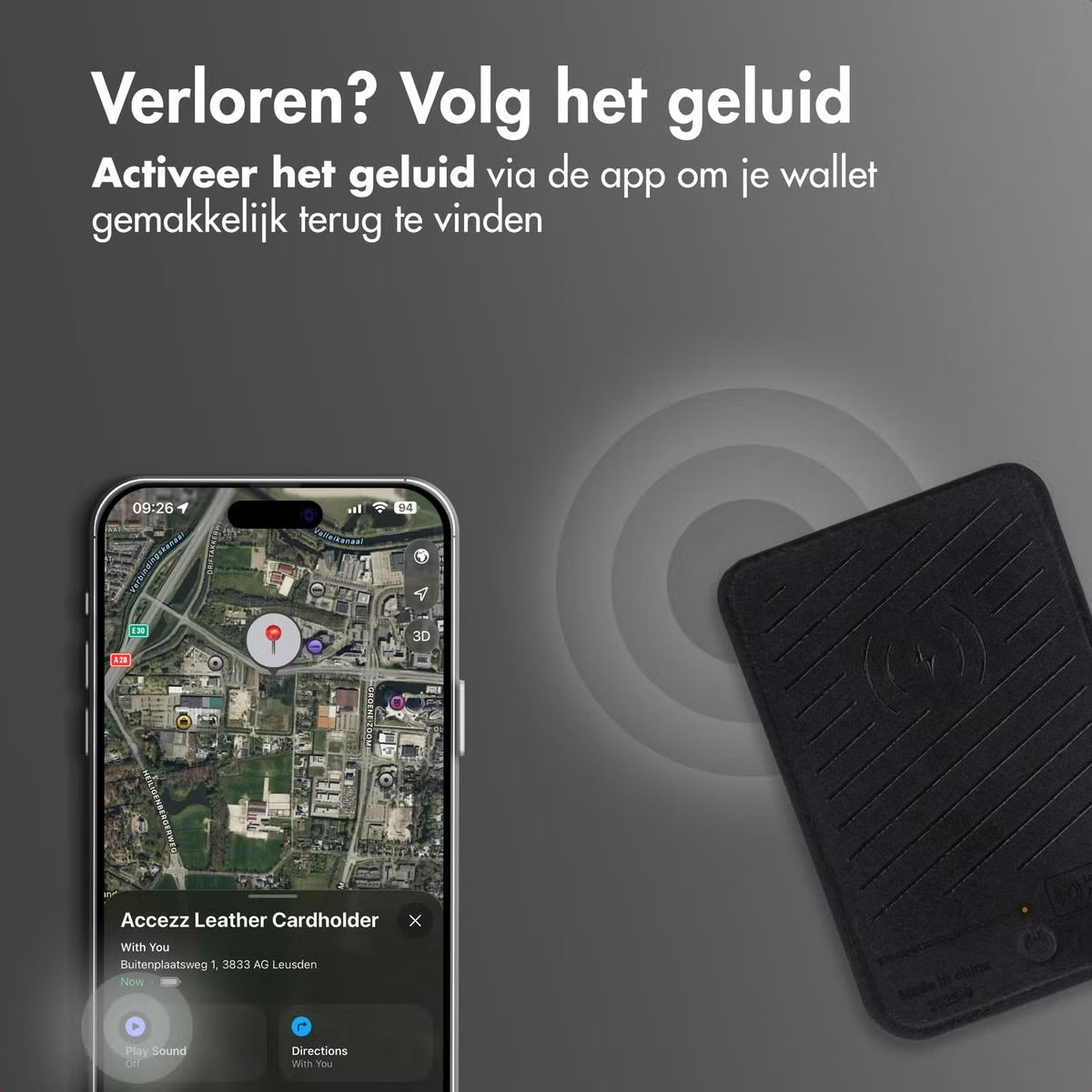 Accezz Magnetische Leren Kaarthouder - Geschikt voor Apple Find My - Onyx Black