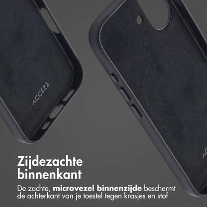 Accezz MagSafe Leather Backcover voor de Apple iPhone 16 - Onyx Black