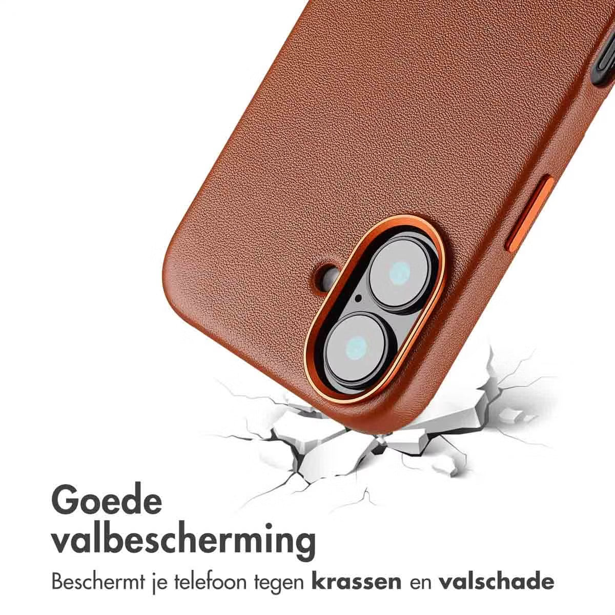 Accezz MagSafe Leather Backcover voor de Apple iPhone 16 - Sienna Brown