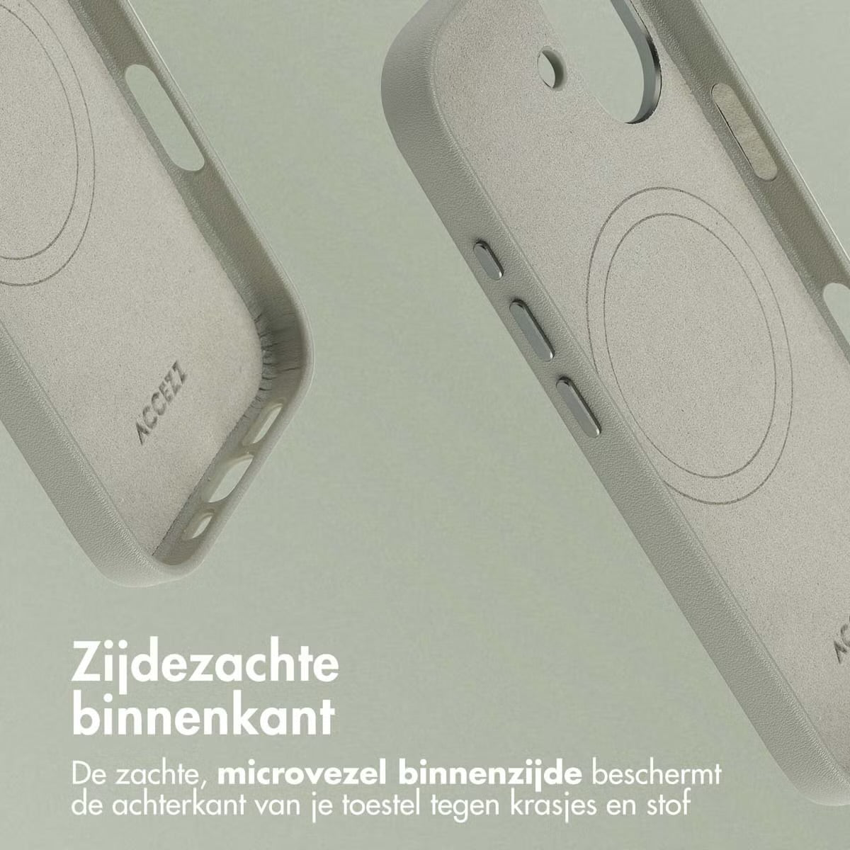 Accezz MagSafe Leather Backcover voor de Apple iPhone 17 - Lichtgrijs
