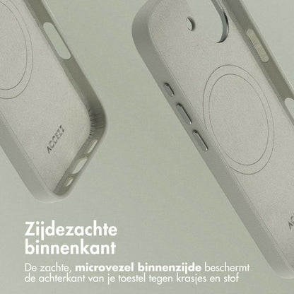 Accezz MagSafe Leather Backcover voor de Apple iPhone 17 - Lichtgrijs