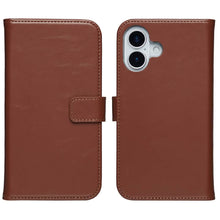 Selencia Echt Leren Bookcase voor de Apple iPhone 17 - Lichtbruin