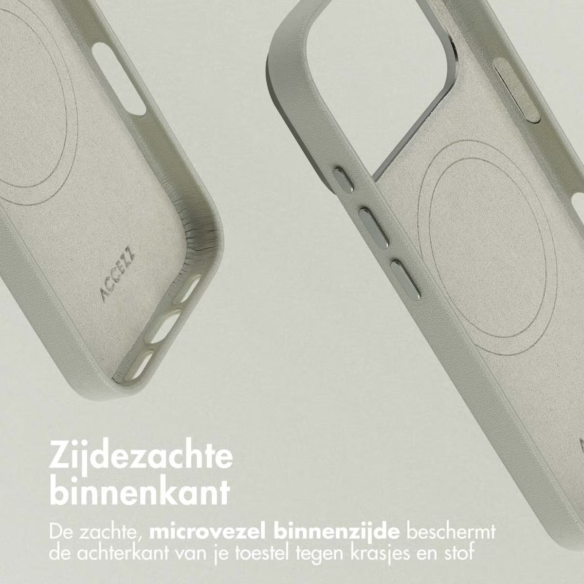 Accezz MagSafe Leather Backcover voor de Apple iPhone 17 Pro - Lichtgrijs
