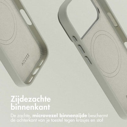 Accezz MagSafe Leather Backcover voor de Apple iPhone 17 Pro - Lichtgrijs