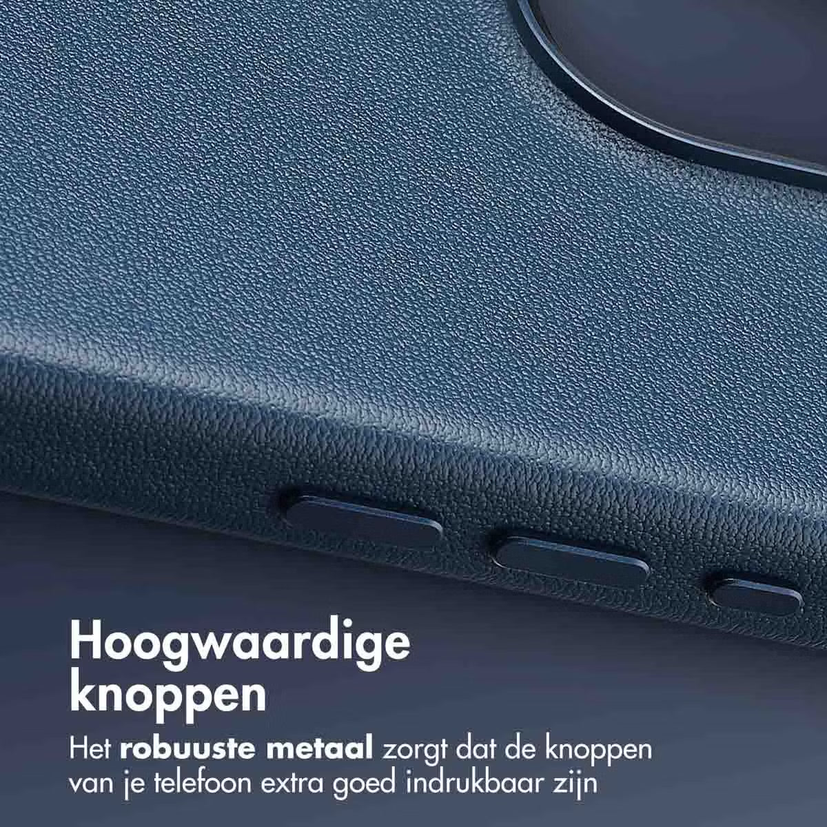 Accezz MagSafe Leather Backcover voor de Apple iPhone 16 Pro Max - Nightfall Blue