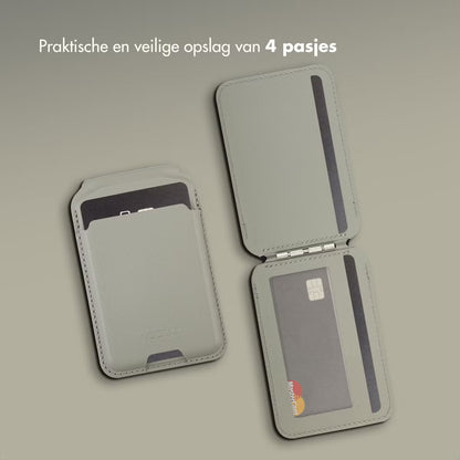 Accezz Leren Wallet met standaard voor MagSafe - Light Grey
