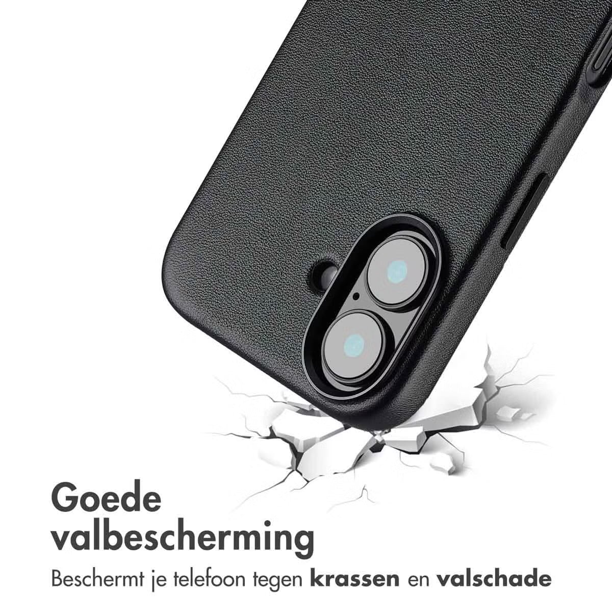 Accezz MagSafe Leather Backcover voor de Apple iPhone 16 - Onyx Black