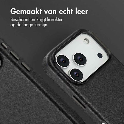 Accezz MagSafe Leather Backcover voor de Apple iPhone 17 Pro - Onyx Black