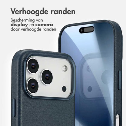 Accezz MagSafe Leather Backcover voor de Apple iPhone 17 Pro - Nightfall Blue