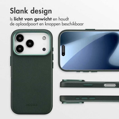 Accezz MagSafe Leather Backcover voor de Apple iPhone 17 Pro - Cedar Green