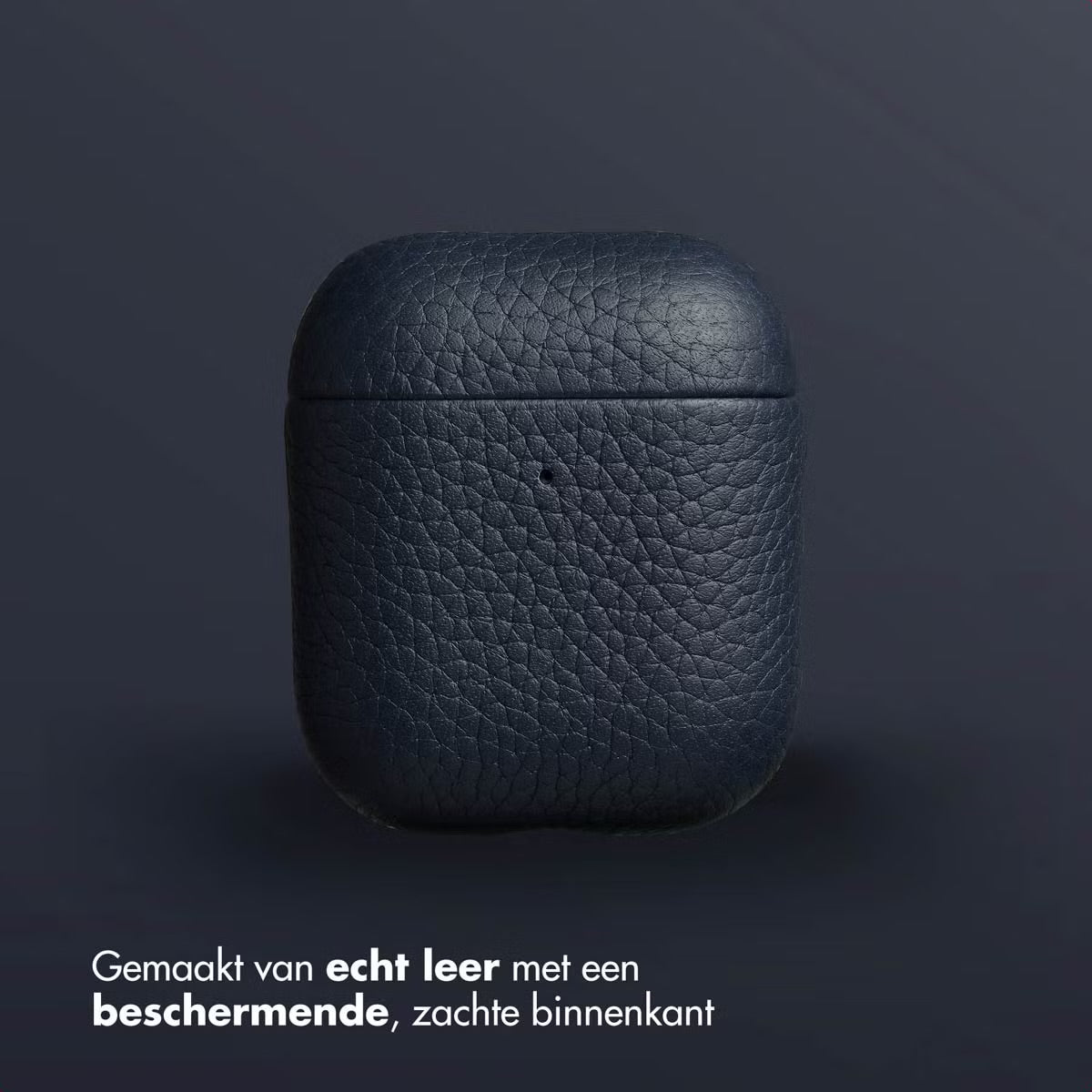 Accezz Echt Leren Case voor de Apple AirPods 1 / 2 - Donkerblauw