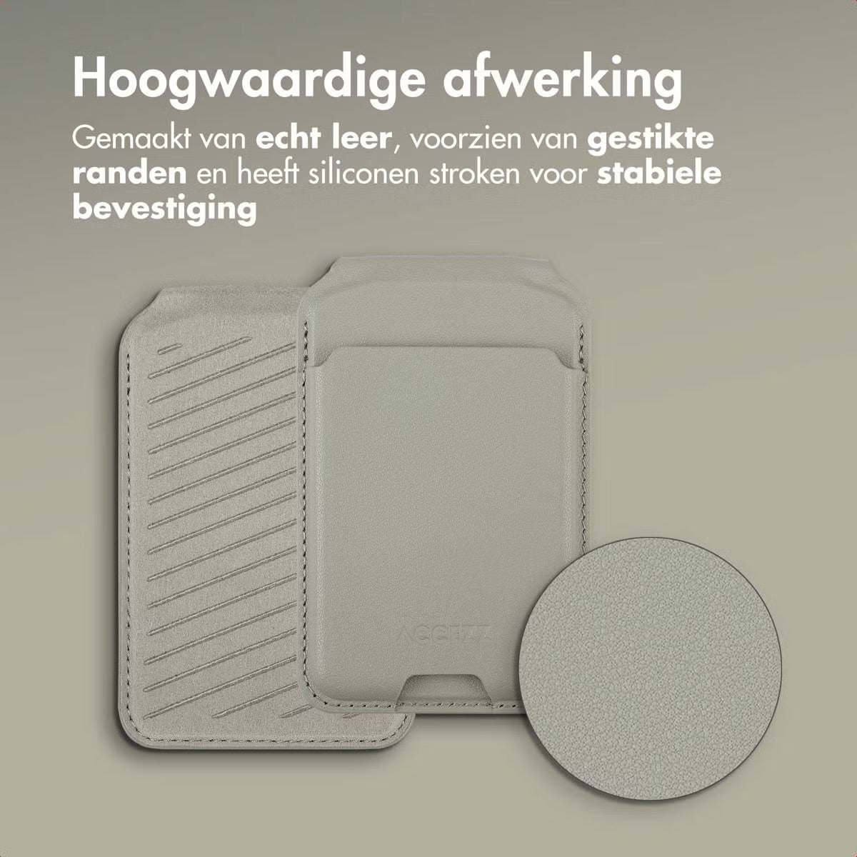 Accezz Leren Wallet met standaard voor MagSafe - Light Grey