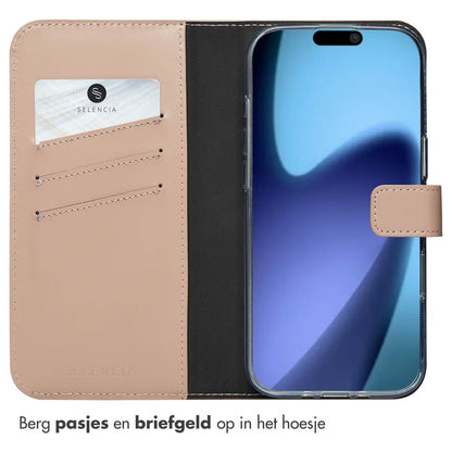 Selencia Echt Leren Bookcase voor de Apple iPhone Air - Dusty Pink