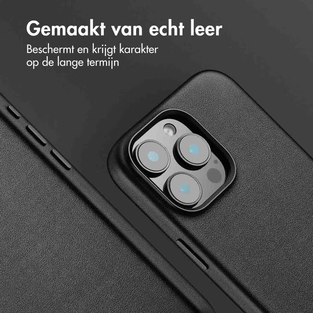Accezz MagSafe Leather Backcover voor de Apple iPhone 16 Pro Max - Onyx Black