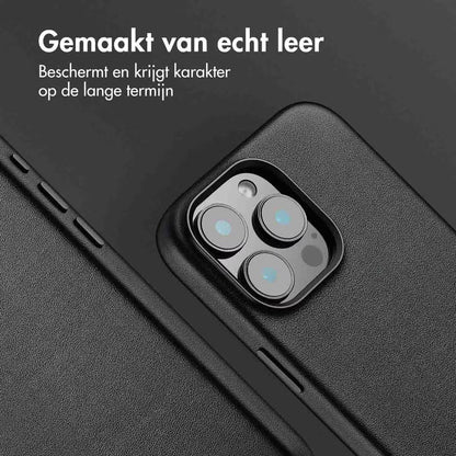 Accezz MagSafe Leather Backcover voor de Apple iPhone 16 Pro Max - Onyx Black
