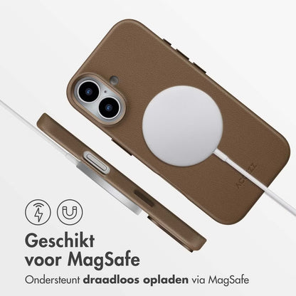 Accezz MagSafe Leather Backcover voor de Apple iPhone 17 - Coffee