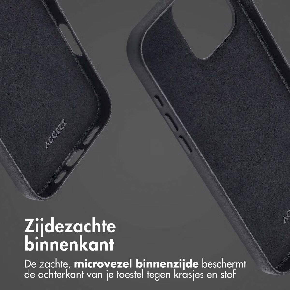 Accezz MagSafe Leather Backcover voor de Apple iPhone 16 Pro Max - Onyx Black