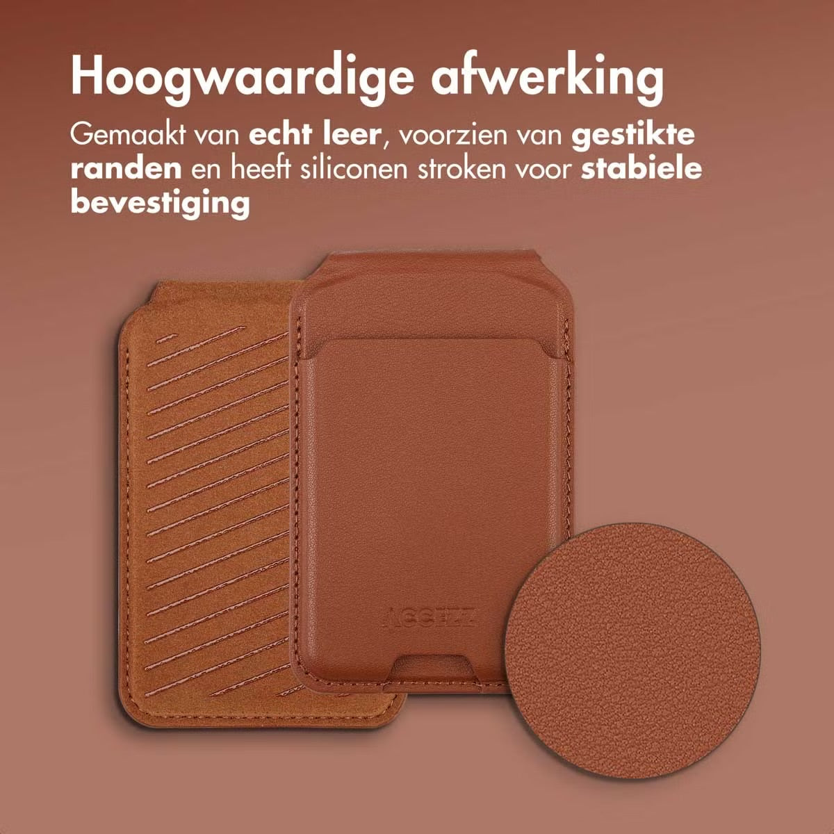 Accezz Leren Wallet met standaard voor MagSafe - Sienna Brown