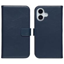 Selencia Echt Leren Bookcase voor de Apple iPhone 17 - Blauw