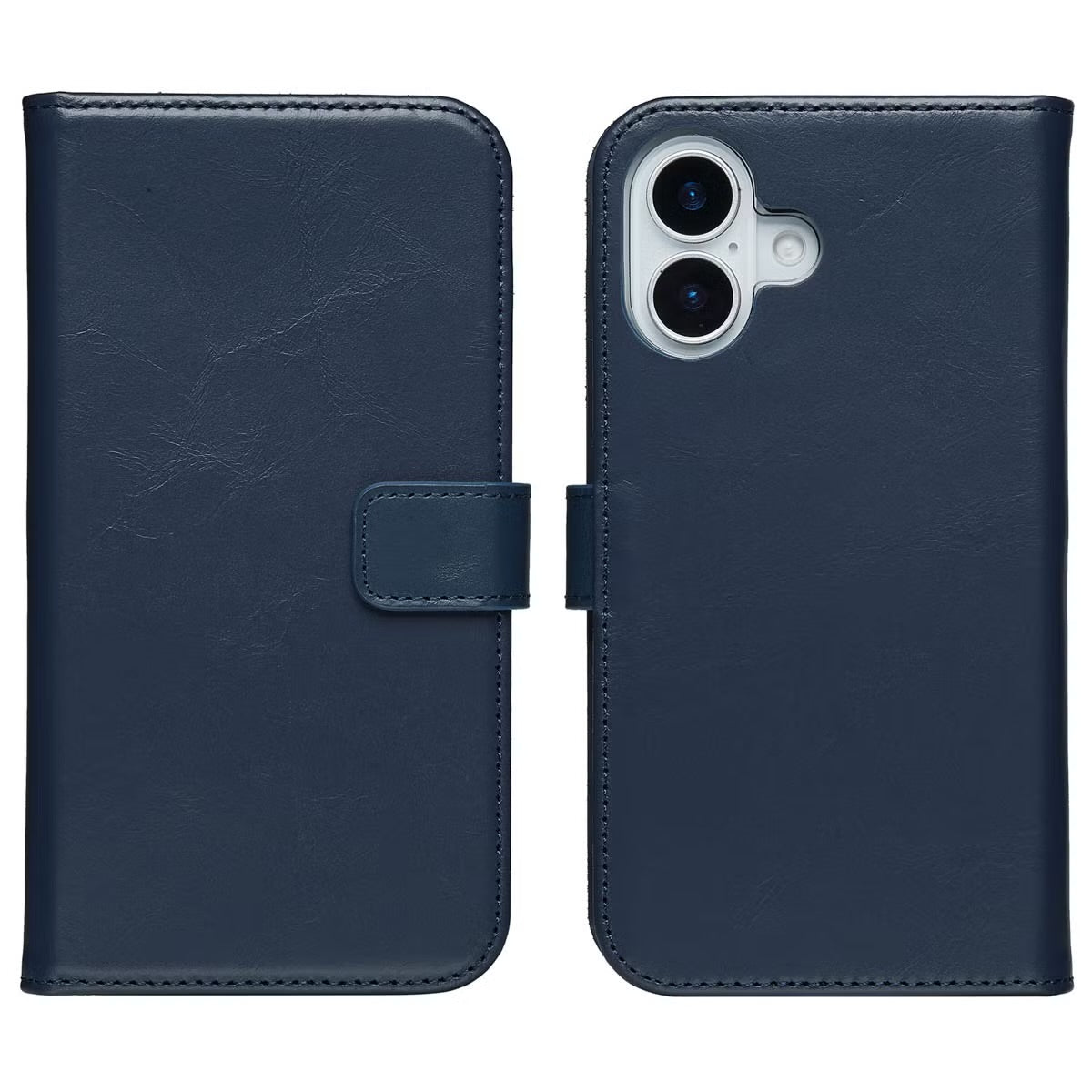 Selencia Echt Leren Bookcase voor de Apple iPhone 17 - Blauw