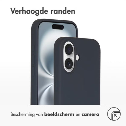 Accezz Liquid Silicone Backcover met MagSafe voor de Apple iPhone 16 - Donkerblauw