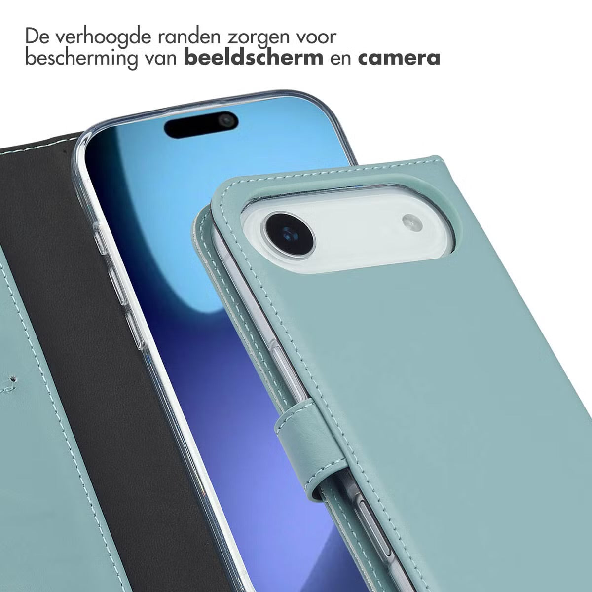 Selencia Echt Leren Bookcase voor de Apple iPhone Air - Air Blue