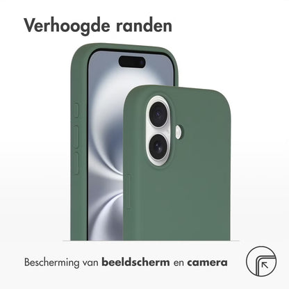 Accezz Liquid Silicone Backcover met MagSafe voor de Apple iPhone 16 - Donkergroen