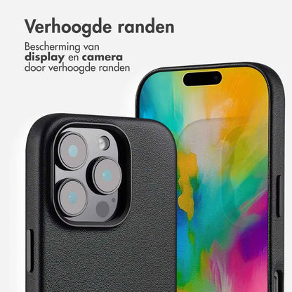 Accezz MagSafe Leather Backcover voor de Apple iPhone 16 Pro - Onyx Black